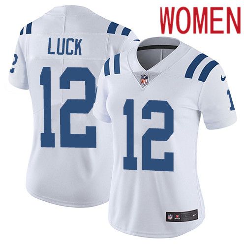 Women Indianapolis Colts #12 Andrew Luck Nike White Vapor Limited NFL Jersey->women nfl jersey->Women Jersey
